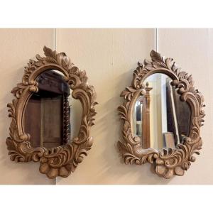 Paires de miroirs Baroque Style Louis XV en bois sculpté