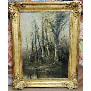 Louis Gustave RICARD (1823-1873)  : " riviére en sous-bois " Huile sur toile