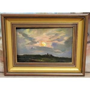 Louis Bissinger: Oil On Panel View Of Monestel Dated 1963