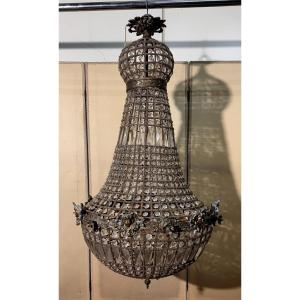 Enorme lustre montgolfiére a décors de tetes de Putti / h105 cm