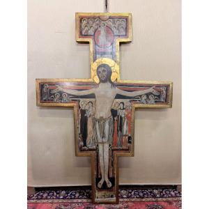 Icone : Grande Croix de San Damiano St François d'Assise / h 124 cm