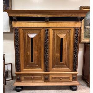 Dutch Renaissance Style Cushion Cabinet In Solid Wood
