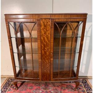 English Art Deco Mahogany Display Cabinet