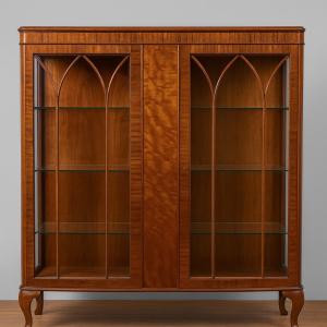 English Art Deco Mahogany Display Cabinet