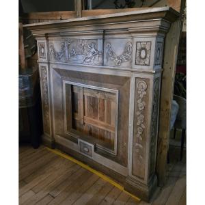 Très importante cheminée en platre signée Fontés