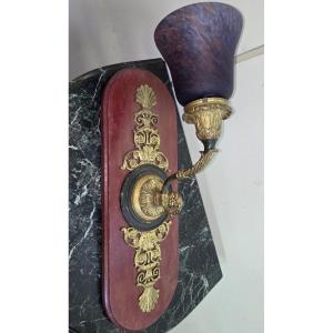 Large Wall Sconce In Bronze And Glass Paste