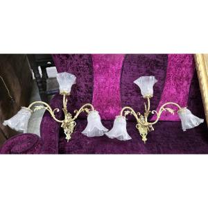 paire d'appliques en bronze doré