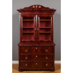 A Superb English Mahogany Bookcase/chest Of Drawers/secretary, In The Empire Or Restoration 