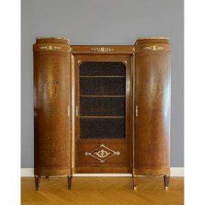 bibliothèque vitrine de style Louis XVI en marquéterie 