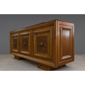 D'après Charles Dudouyt : buffet en enfilade époque Art Déco en bois massif 