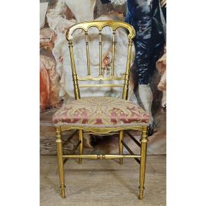 Chaise de théatre Napoléon III en bois doré 