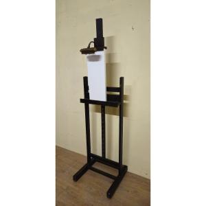 Antique Solid Wood Painter's Studio Easel – With Integrated Lamp – Napoleon III Era