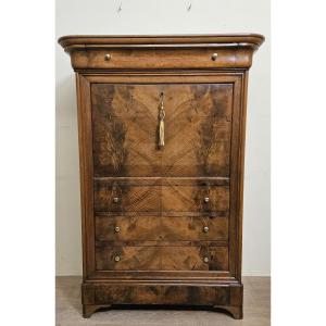 Louis Philippe Era Secretary Desk – With A Cyma Recta Molding – In Walnut – 19th Century 
