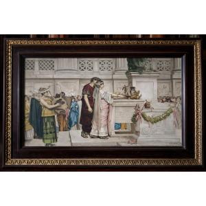 Handprint On Canvas – Ritual Scene Inspired By Antiquity, 20th Century  