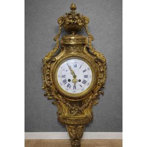 Grand cartel mural ancien en bronze doré – Style Louis XV – XIXe siècle