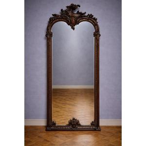 Grand miroir ancien en bois sculpté – Style Louis XV - fin XIXeme    