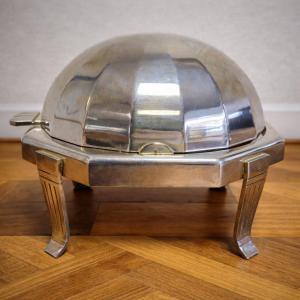 Coupe a caviar époque Art Déco en métal argenté et verrerie – Années 1930 