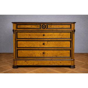 Charles X Period Chest Of Drawers In Maple And Blackened Pear Wood (circa 1820) 