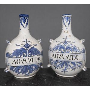Pair Of Earthenware Medicine Bottles - 