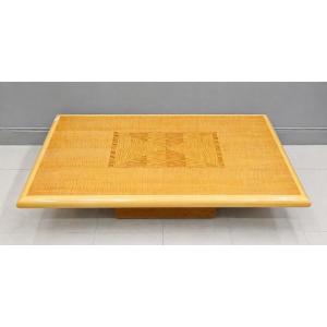 Design Coffee Table In Maple - Inlaid Top - 1970s