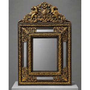 Gilded And Repoussé Copper Mirror With Chimera Pediment - Napoleon III Period