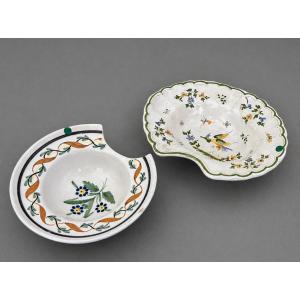 Deux plats à barbe en faïence – Moustiers et Est de la France – XIXe siècle 