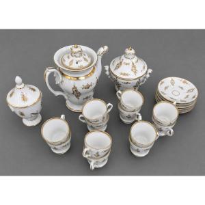 Limoges Porcelain Tea/coffee Set - Maison Giraud, Gold Décor - 19th Century