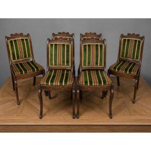 Suite Of Six Charles X Period Inlaid Rosewood Chairs