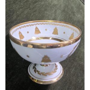Empire-style White Porcelain Footed Bowl, Richly Decorated In Fine Gold