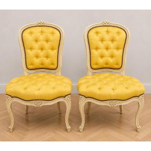 Pair Of Louis XV Style Upholstered Armchairs