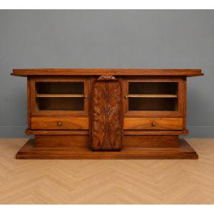 Walnut Art Deco Display Cabinet