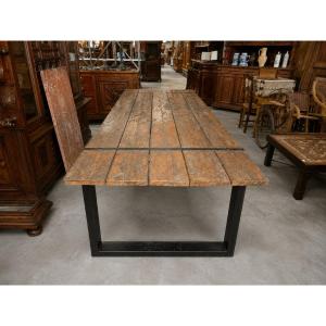 Industrial Dining Table In Recycled Wood