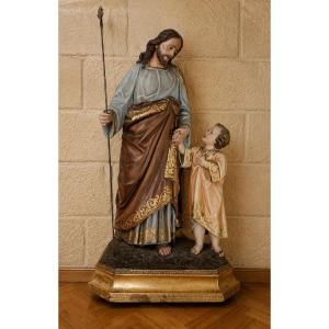 Saint Joseph And The Baby Jesus – Large Religious Terracotta Statue
