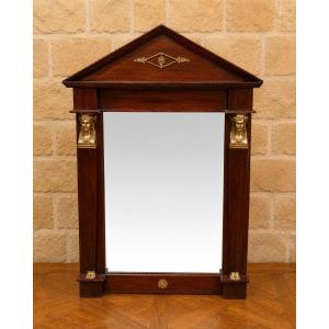 Empire-style Mirror With A Triangular Pediment, 19th Century  