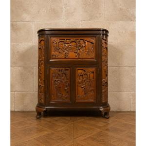 Carved Chinese Wooden Bar Cabinet – 20th Century