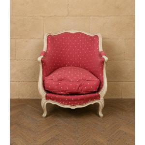 Louis XV-style Lacquered Wooden Armchair – Cabriolet Armchair With Removable Cushion  