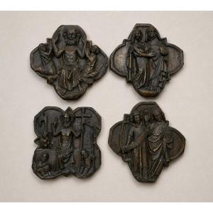 Suite de quatre hauts-reliefs religieux en plâtre – Art sacré – XIXᵉ siècle