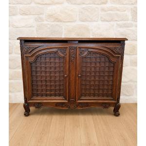 Faux Buffet  a cache secréte en chêne sculpté – St Louis XV/Régence 