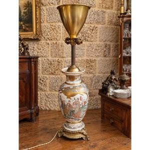 Grande lampe en faïence de Satsuma – Japon, XIXe siècle – H. 88 cm