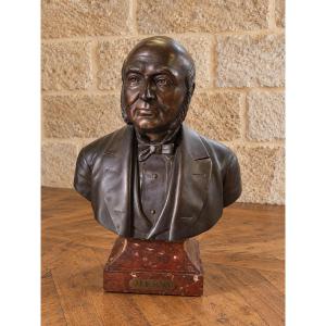 Important buste de Jean-Baptiste Dujardin en bronze – Signé Parmer Fecit – Paris, 1889 – H. 68