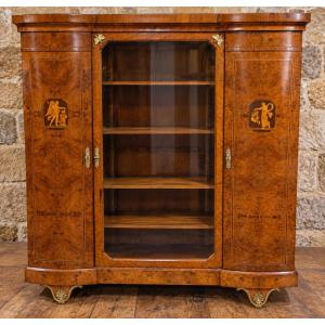 Bookcase With Marquetry And Inlay – Charles X / Biedermeier Style – 19th Century