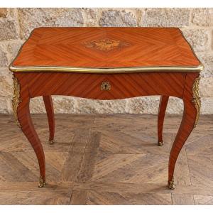 Louis XV-style Ladies' Writing Table / Desk – Marquetry And Gilded Bronze