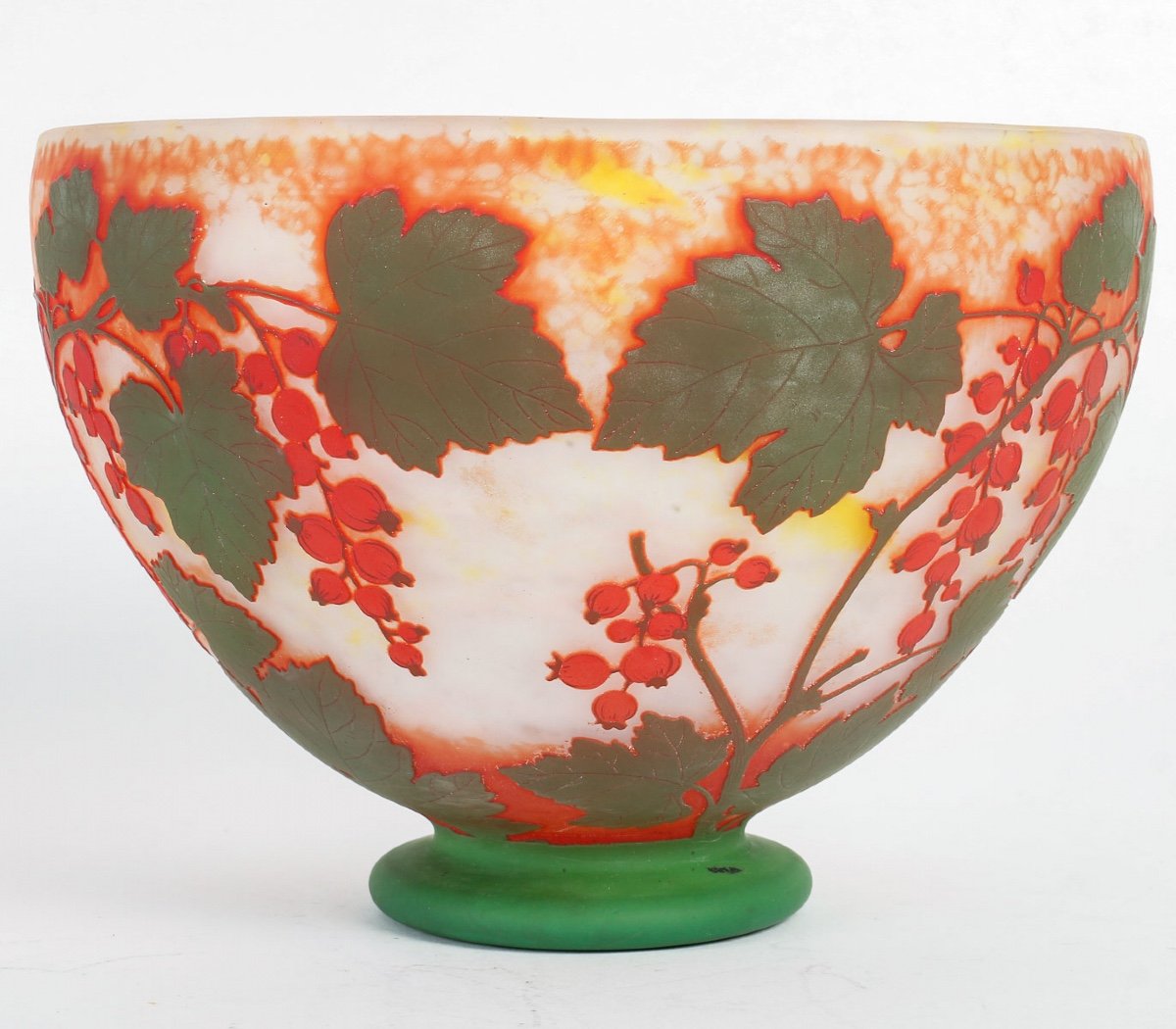 Large Cup Signed Daum Nancy Decorated With Redcurrants-photo-4