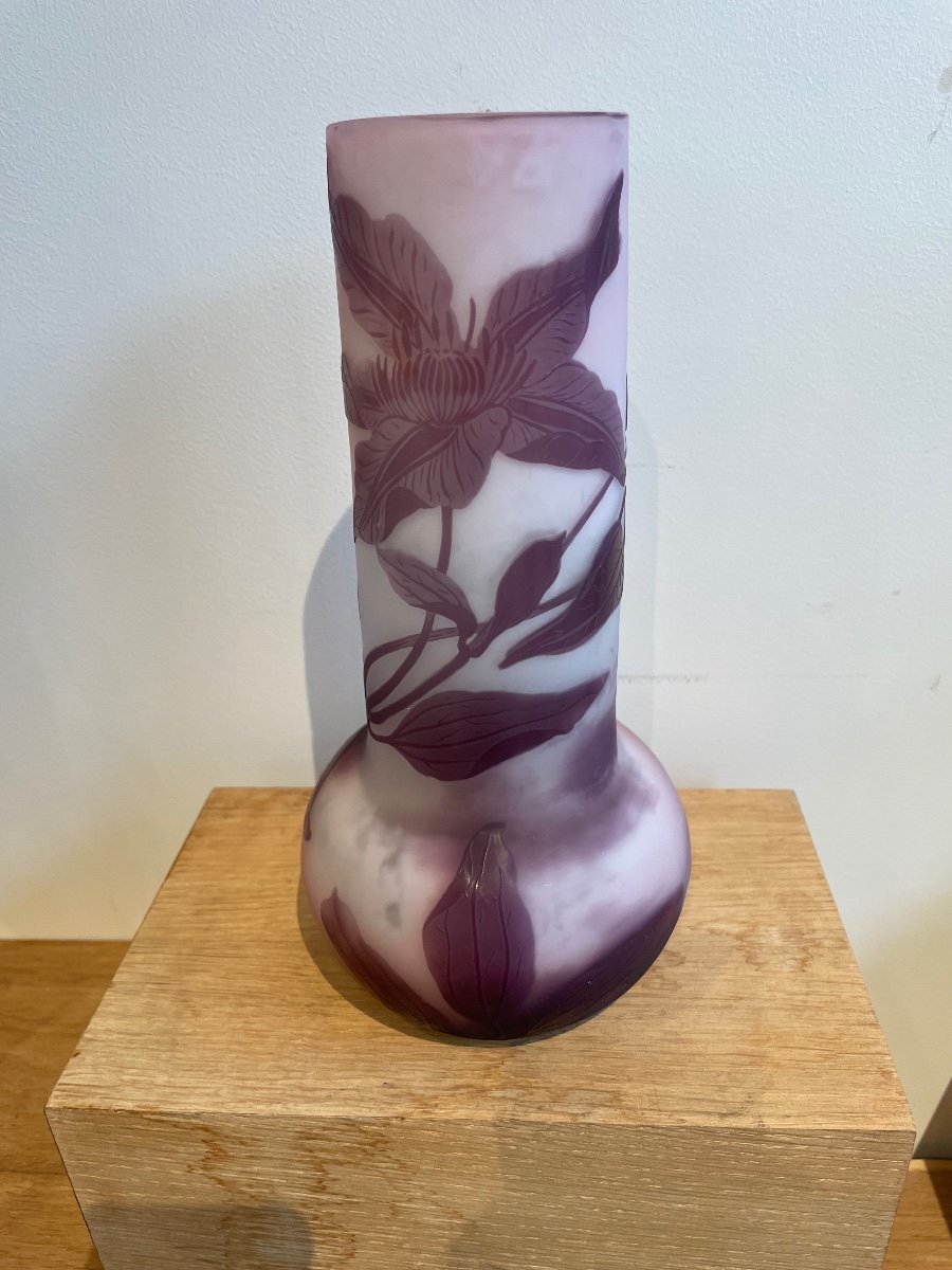 Gallé Vase Decorated With Purple Clematis 