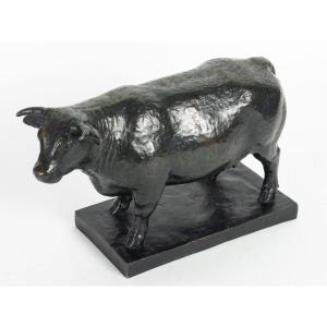 Bronze Sculpture Signed Guyot Representing A Cow