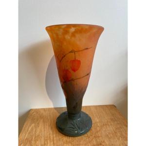 Multilayer Conical Vase Signed Daum Nancy