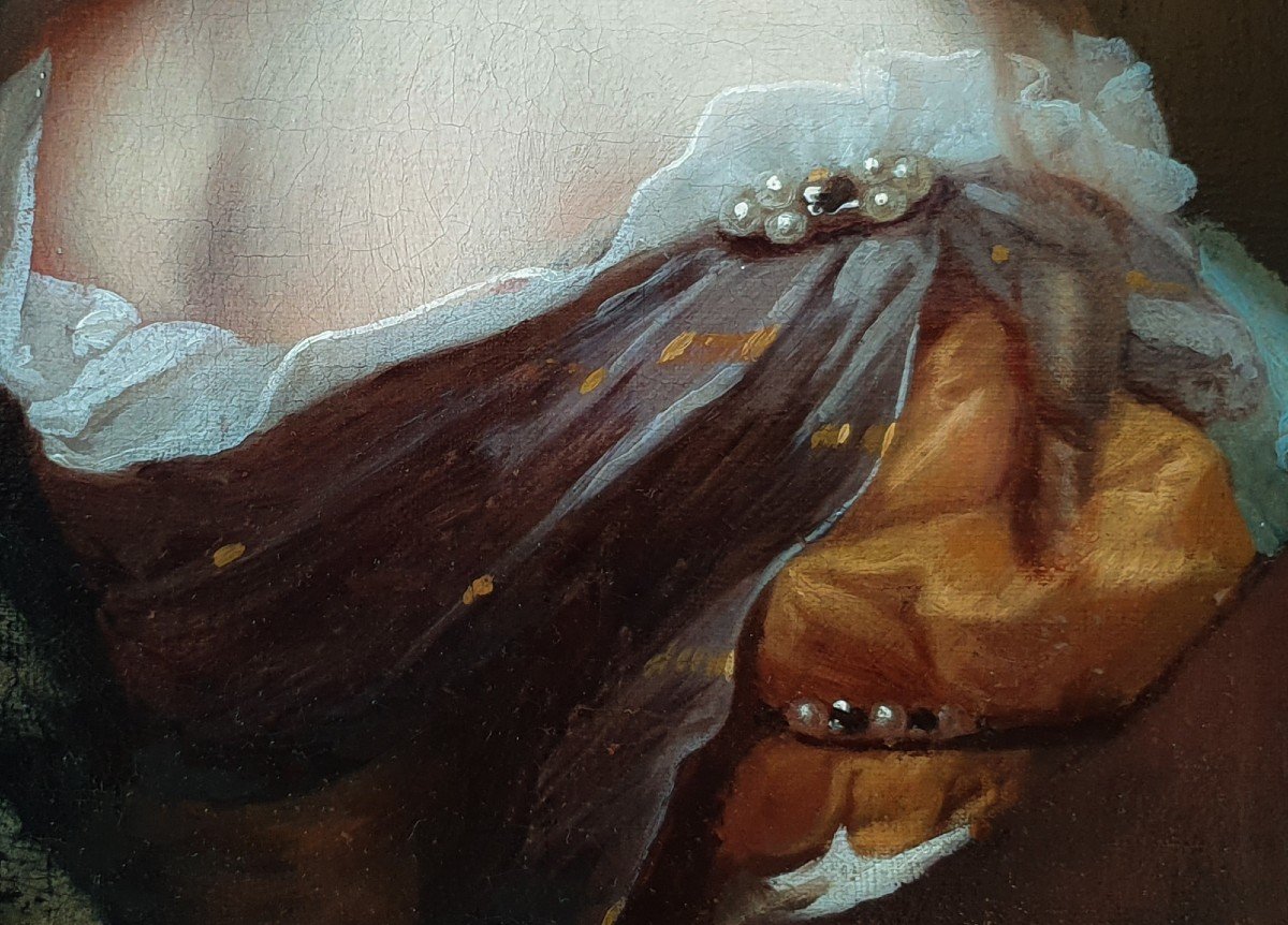 Portrait d'Elizabeth Spencer Vers 1665; Cadre Finement Sculpté, 17ème Siècle, Huile Sur Toile-photo-5