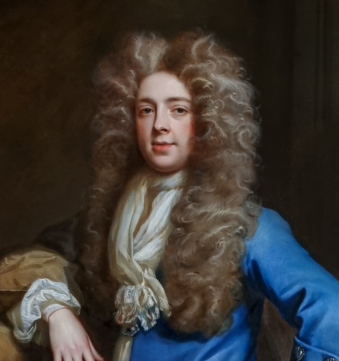 Portrait Of A Gentleman, John Philip Packer, Blue Coat With Diamonds C.1686, Oil On Canvas-photo-3