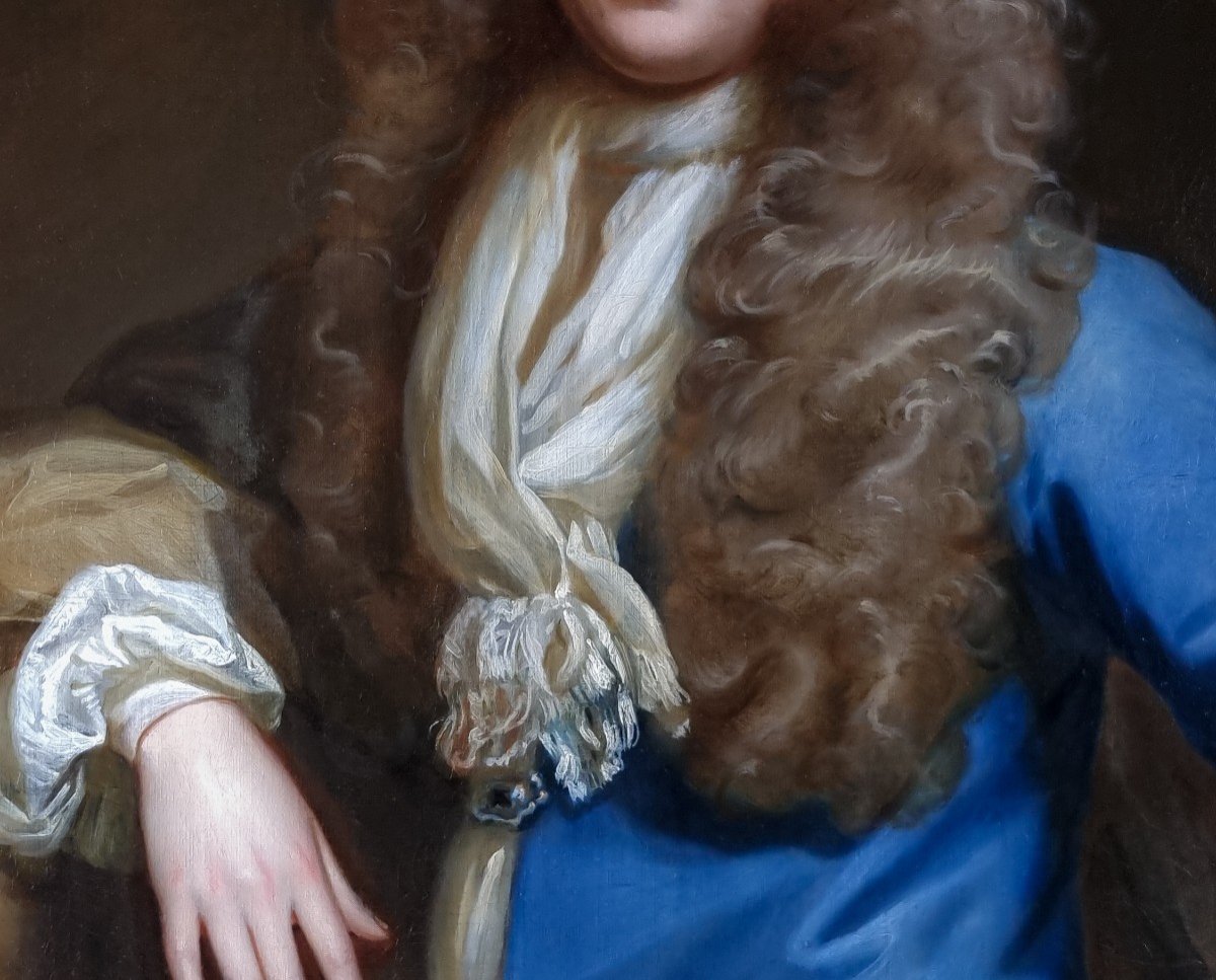 Portrait Of A Gentleman, John Philip Packer, Blue Coat With Diamonds C.1686, Oil On Canvas-photo-5