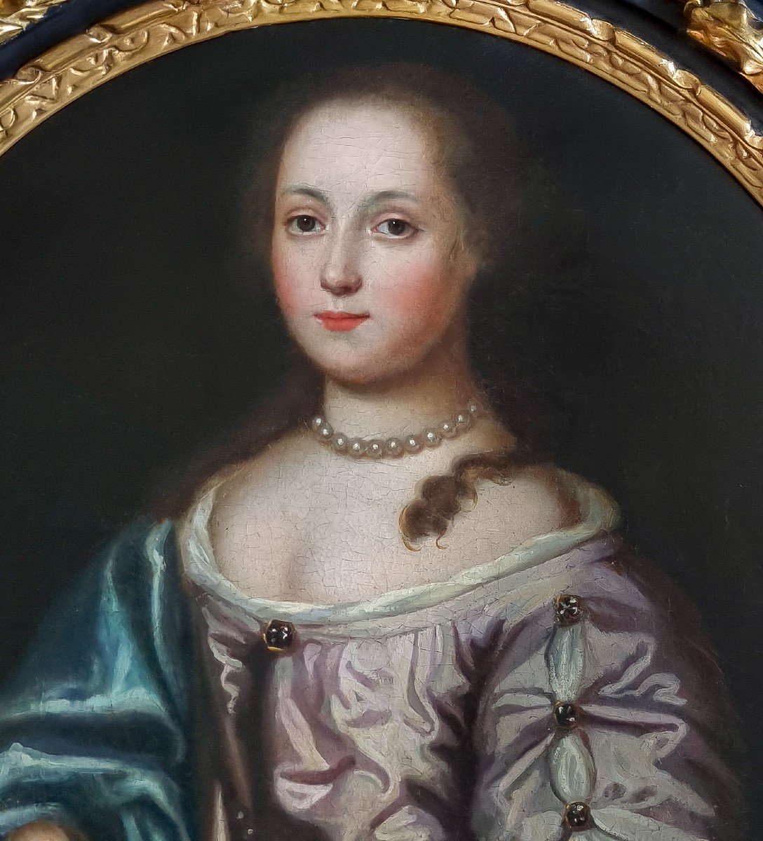 Vers 1700 Portrait De Jeune Femme Tenant Une Orange, Française, Peinture à l'Huile Sur Toile-photo-4